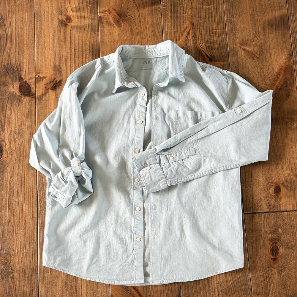 Zara Light Blue Men's Casual Button-Down Shirt